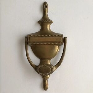 Brass Urn Style Door Knocker 8" x 3 3/4” Patina Cast Striker No Screws Vintage